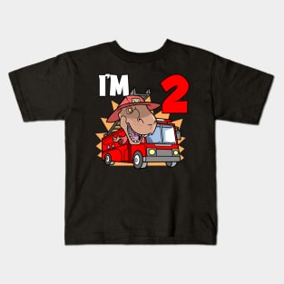 I'm 2 Birthday Firefighter T-Rex Kids T-Shirt